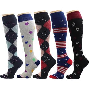 Dr. Motion 5 Pairs Therapeutic Graduated 8-15mmHg Compression Women's Knee-hi Socks