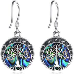 Abalone Shell Dangle Drop Earrings for Women 925 Sterling Silver Filigree Bohemian Earrings Jewelry Gift