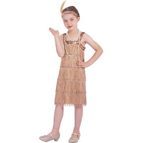 Sincere Party Roaring the 20s Flapper Costume Dress with Pearl Necklace,Feather Headband for Girls in Kuwait