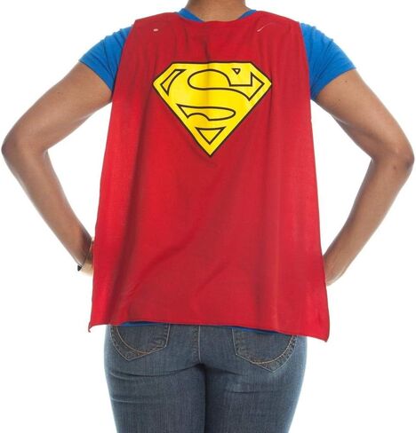 DC Comics Supergirl Glitter Logo Juniors Costume Cosplay Cape T-Shirt Tee Shirt Superman (Large) Blue in Kuwait