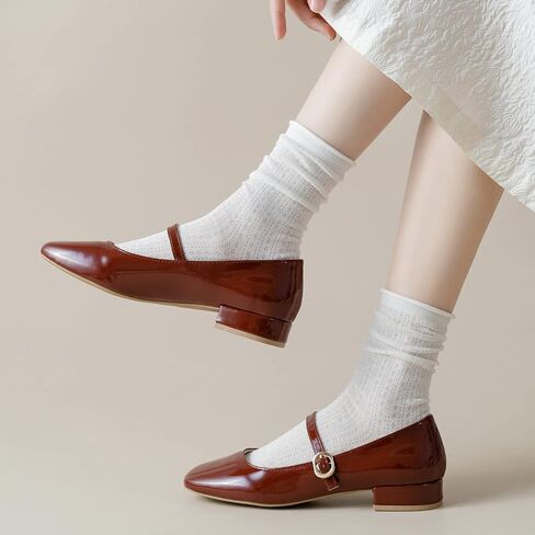 ZRYLIBYA Women Cute Roll Top Turn Cuff Slouch Socks Hollow Out Crochet Solid Casual Crew Socks 4 Pairs in Kuwait