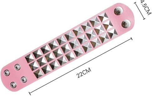 TURTLEDOVE Punk Leather Cuff Bracelet - Wide Rock Leather Wristband with Metal Studded for Party in Kuwait