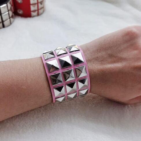 TURTLEDOVE Punk Leather Cuff Bracelet - Wide Rock Leather Wristband with Metal Studded for Party in Kuwait