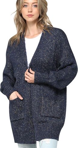 Made By Johnny Womens Long Sleeve Open Front Chunky Knit Batwing Warm and Comfy Cardigan Loose Baggy Sweater with Pocket in Kuwait