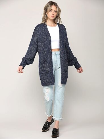 Made By Johnny Womens Long Sleeve Open Front Chunky Knit Batwing Warm and Comfy Cardigan Loose Baggy Sweater with Pocket in Kuwait