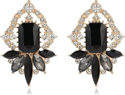 Vintage Rhinestone Drop Dangle Earrings Big Crystal Cluster Statement Earring Art Deco Costume Jewelry for Women in Saudi Arabia