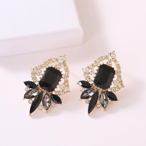 Vintage Rhinestone Drop Dangle Earrings Big Crystal Cluster Statement Earring Art Deco Costume Jewelry for Women in Saudi Arabia