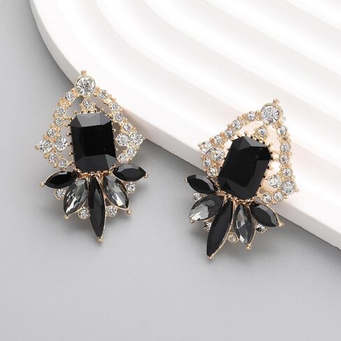 Vintage Rhinestone Drop Dangle Earrings Big Crystal Cluster Statement Earring Art Deco Costume Jewelry for Women in Saudi Arabia