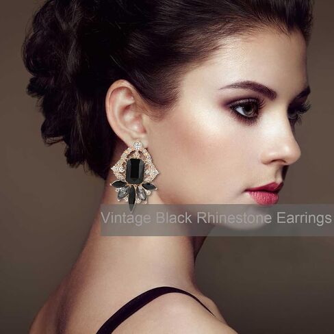 Vintage Rhinestone Drop Dangle Earrings Big Crystal Cluster Statement Earring Art Deco Costume Jewelry for Women in Saudi Arabia