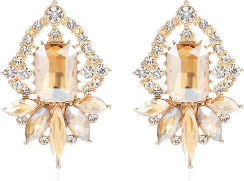 Vintage Rhinestone Drop Dangle Earrings Big Crystal Cluster Statement Earring Art Deco Costume Jewelry for Women in Saudi Arabia