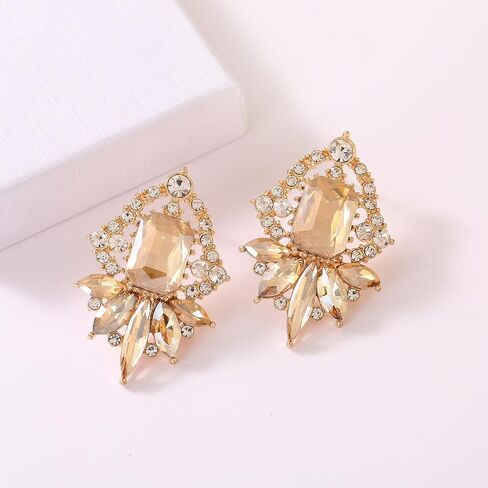 Vintage Rhinestone Drop Dangle Earrings Big Crystal Cluster Statement Earring Art Deco Costume Jewelry for Women in Saudi Arabia