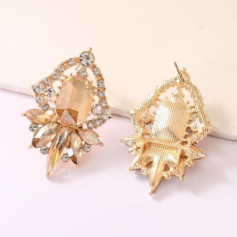 Vintage Rhinestone Drop Dangle Earrings Big Crystal Cluster Statement Earring Art Deco Costume Jewelry for Women in Saudi Arabia