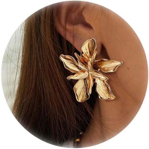 Jstyle Gold Statement Earrings for Women Girls Exaggerated Geometric Earrings Fashion Big Gold Dangle Earrings Twisted Rectangle Heart Leaf Flower Chunky Gold Drop Earrings Jewelry for Women in Saudi Arabia