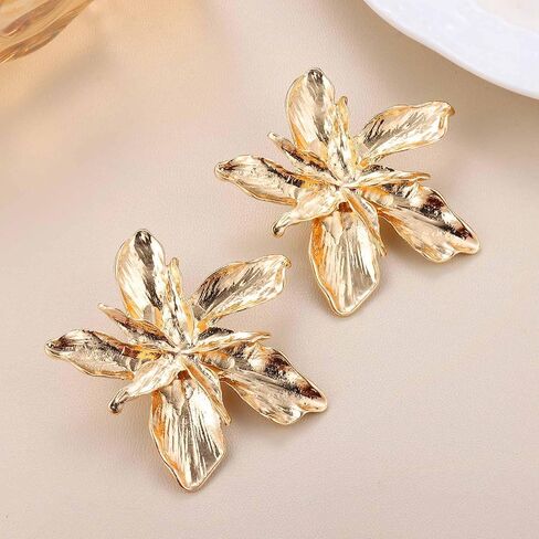Jstyle Gold Statement Earrings for Women Girls Exaggerated Geometric Earrings Fashion Big Gold Dangle Earrings Twisted Rectangle Heart Leaf Flower Chunky Gold Drop Earrings Jewelry for Women in Saudi Arabia