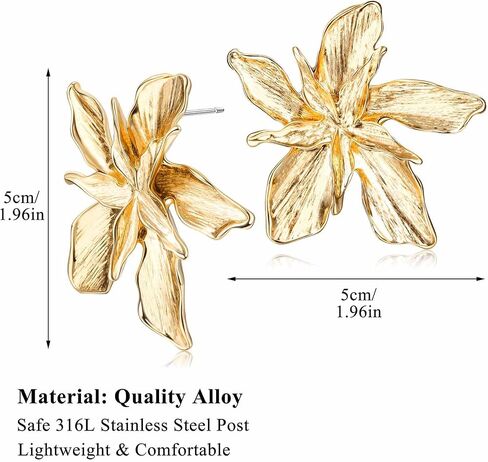 Jstyle Gold Statement Earrings for Women Girls Exaggerated Geometric Earrings Fashion Big Gold Dangle Earrings Twisted Rectangle Heart Leaf Flower Chunky Gold Drop Earrings Jewelry for Women in Saudi Arabia
