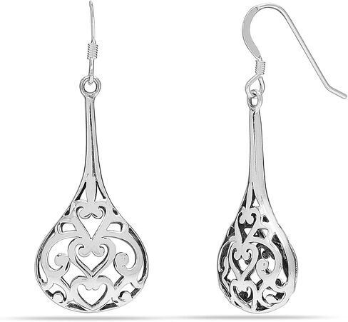 LeCalla 925 Sterling Silver Antique Filigree Balinese Drop Dangle Earrings for Women Teen in Kuwait