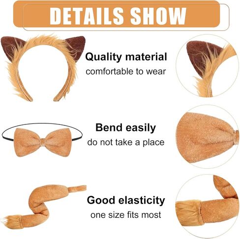 Kuscul Halloween Animal Costume Accessories Headband Tail Ears Bow Tie Tail Tutu for Toddler Kids Fancy Dress Up Cosplay in Saudi Arabia