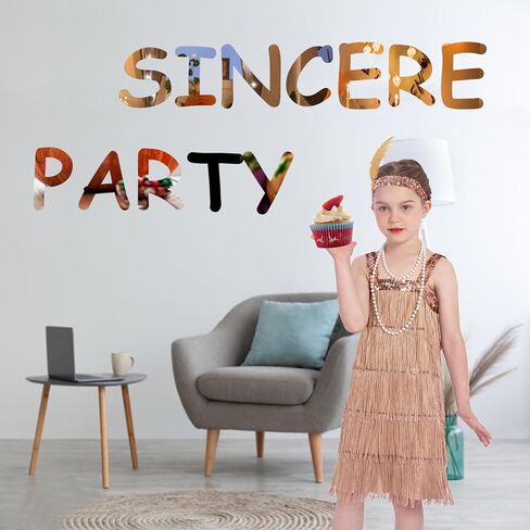 Sincere Party Roaring the 20s Flapper Costume Dress with Pearl Necklace,Feather Headband for Girls in Kuwait