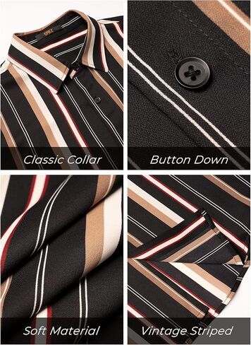 قمصان SPIEZ الرجالية المخططة كاجوال بأكمام طويلة وأزرار سفلية فستان العطلة الكلاسيكي مقاس عادي in Kuwait