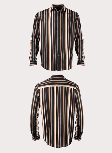 قمصان SPIEZ الرجالية المخططة كاجوال بأكمام طويلة وأزرار سفلية فستان العطلة الكلاسيكي مقاس عادي in Kuwait