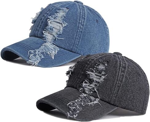 Vintage Washed Denim Distressed Dad Hats Baseball Caps for Men Women in Kuwait