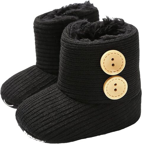 Nomere Unisex Baby Winter Buttons Snow Boots Soft Sole Non Slip Warm Booties Toddler Prewalker Newborn Infant Crib Shoes in Saudi Arabia