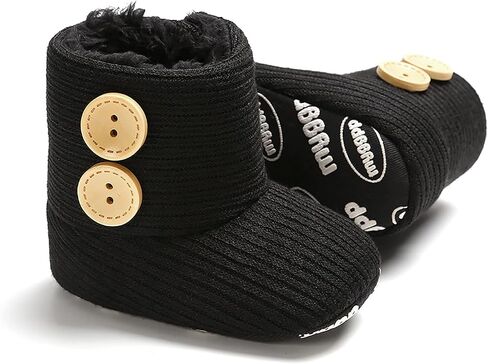 Nomere Unisex Baby Winter Buttons Snow Boots Soft Sole Non Slip Warm Booties Toddler Prewalker Newborn Infant Crib Shoes in Saudi Arabia