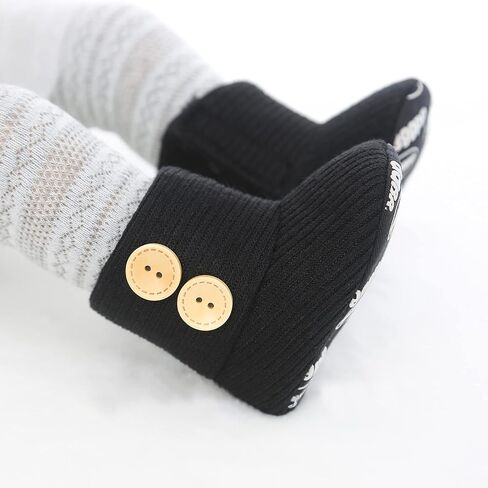 Nomere Unisex Baby Winter Buttons Snow Boots Soft Sole Non Slip Warm Booties Toddler Prewalker Newborn Infant Crib Shoes in Saudi Arabia