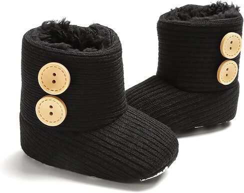 Nomere Unisex Baby Winter Buttons Snow Boots Soft Sole Non Slip Warm Booties Toddler Prewalker Newborn Infant Crib Shoes in Saudi Arabia