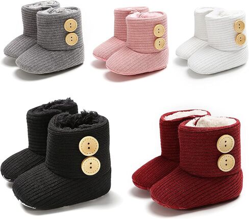Nomere Unisex Baby Winter Buttons Snow Boots Soft Sole Non Slip Warm Booties Toddler Prewalker Newborn Infant Crib Shoes in Saudi Arabia