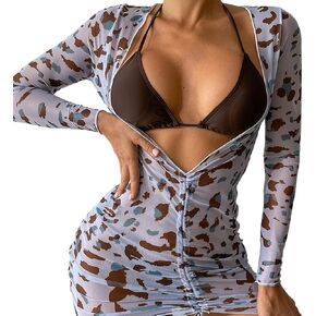 Nhicdns ملابس سباحة نسائية مكونة من 3 قطع مطبوع عليها زهور مثيرة مثلثة هالتر بيكيني مجموعة ملابس سباحة لتغطية الفستان in Kuwait