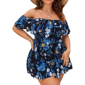 Floerns Women's Plus Off Shoulder Short Sleeve Tie Front 2 Piece Bikini Swimsuit in Saudi Arabia