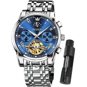 OLEVS Automatic Mechanical Watches for Men Self Winding Waterproof Stainless Steel Men's Wrist Watches Luxury Expensive Watch,Adjustable Bracelet (Gift Tool)