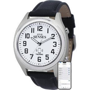 FIVE SENSES Smart Atomic Talking Watch with Voice Reminders and App Control for Seniors and Visually Impaired - A Great Gift for Blind Men and Women, Talking Watches for The Blind