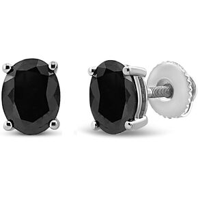 Prong Set Black Diamond Solitaire Stud Earrings - Choice of Stone Shape, Carat Weight, and Metal in Saudi Arabia