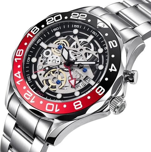 ساعة TSAR BOMBA Hybrid Automatic GMT للرجال 200 متر مقاومة للماء يابانية ذاتية الشحن وتاريخ الحركة وتخزين الطاقة - تجمع بين أفضل ميزات التكنولوجيا الأوتوماتيكية والكوارتز in Kuwait