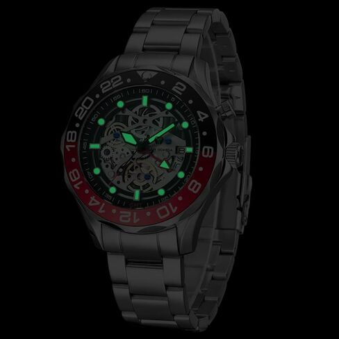 ساعة TSAR BOMBA Hybrid Automatic GMT للرجال 200 متر مقاومة للماء يابانية ذاتية الشحن وتاريخ الحركة وتخزين الطاقة - تجمع بين أفضل ميزات التكنولوجيا الأوتوماتيكية والكوارتز in Kuwait