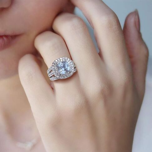 LSOOYH Womens Cluster Engagement Cubic Zirconia With Crystal Architecture Ring Platinum Plated Love Bridal Fashion Jewelry Stores (Size 6 7 8 9 10) in Saudi Arabia