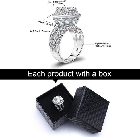 LSOOYH Womens Cluster Engagement Cubic Zirconia With Crystal Architecture Ring Platinum Plated Love Bridal Fashion Jewelry Stores (Size 6 7 8 9 10) in Saudi Arabia