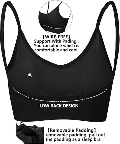 حمالة صدر رياضية بدون خياطة للنساء بظهر منخفض، حمالة صدر مبطنة طويلة بدون ظهر بدون أسلاك in Kuwait