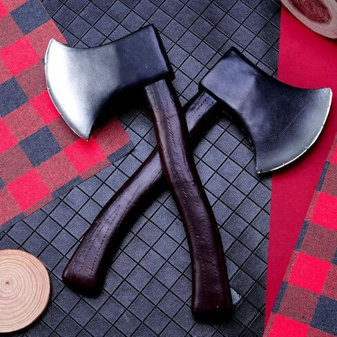 4 Pieces Lumberjack Costume Set Included 2 Pieces Halloween Foam Axe Fake Beard Suspender for Halloween Costume Party in Saudi Arabia