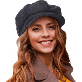 Women Octagonal Newsboy Cap Vintage Wool 8 Panels Cabbie Gatsby Visor Beret Hats