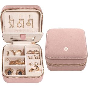 S.Leaf منظم مجوهرات السفر، صناديق مجوهرات السفر للنساء، صندوق مجوهرات صغير للسفر، صندوق مجوهرات محمول للسفر، منظم مجوهرات، حقيبة سفر صغيرة للمجوهرات in Kuwait