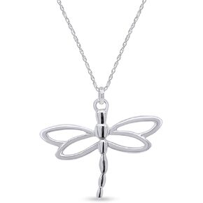 Wishrocks Dragonfly Insect Charm Pendant Necklace Jewelry for Women in 14k Gold Over Sterling Silver Along with 18" Silver Chain