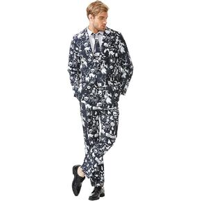 ACH Halloween Suit for Men Party Costume Adult in Different Prints 3PCS Ugly Funny Men’s Jacket Outfit Cosplay with Tie Pants