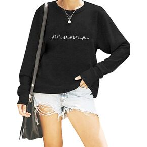 Womens Crewneck Sweatshirt Mama Letter Print Long Sleeve Loose Fashion Pullover Top in Kuwait