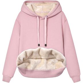 Lviefent Womens Casual Loose Fleece Sherpa Lined Hooded Pullover Sweatshirt Winter Athletic Hoodies Top