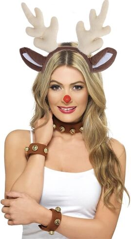 اوركيف طوق شعر على شكل قرن قرن الرنة للكريسماس، طوق راس للكريسماس، طوق شعر الرنة لمستلزمات حفلات الكريسماس والعطلات in Kuwait