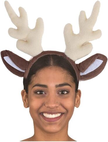 اوركيف طوق شعر على شكل قرن قرن الرنة للكريسماس، طوق راس للكريسماس، طوق شعر الرنة لمستلزمات حفلات الكريسماس والعطلات in Kuwait