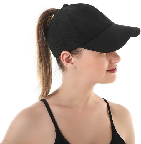 Womens Criss Cross Ponytail Hat Quick Drying Baseball Cap Sun Hats UV Protection Sport Cap in Kuwait